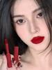 Strong Face and Air Field All Open Big Red Lips! Retro Red Lipstick Matte Finish Velvet Bright Red Lip Lacquer Lip Mud