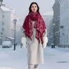 Roter Paisley-Schal aus Baumwoll-Leinen für Damen, weicher Schal mit Print, warmer Foulard/Poncho/Stola für Studentinnen im Frühling.