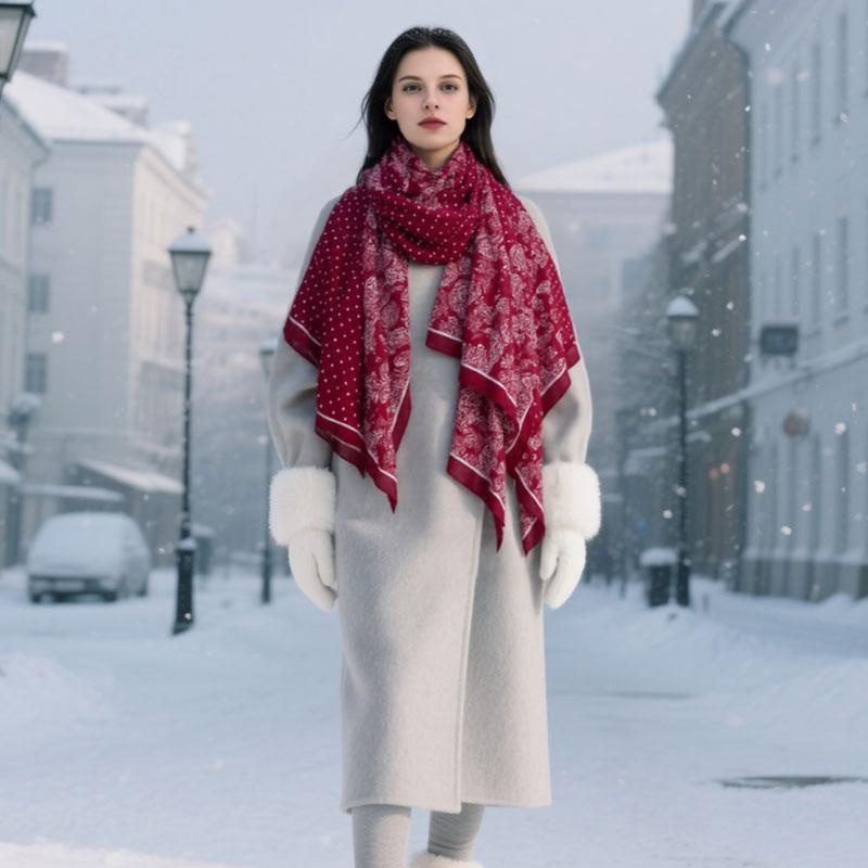 Roter Paisley-Schal aus Baumwoll-Leinen für Damen, weicher Schal mit Print, warmer Foulard/Poncho/Stola für Studentinnen im Frühling.