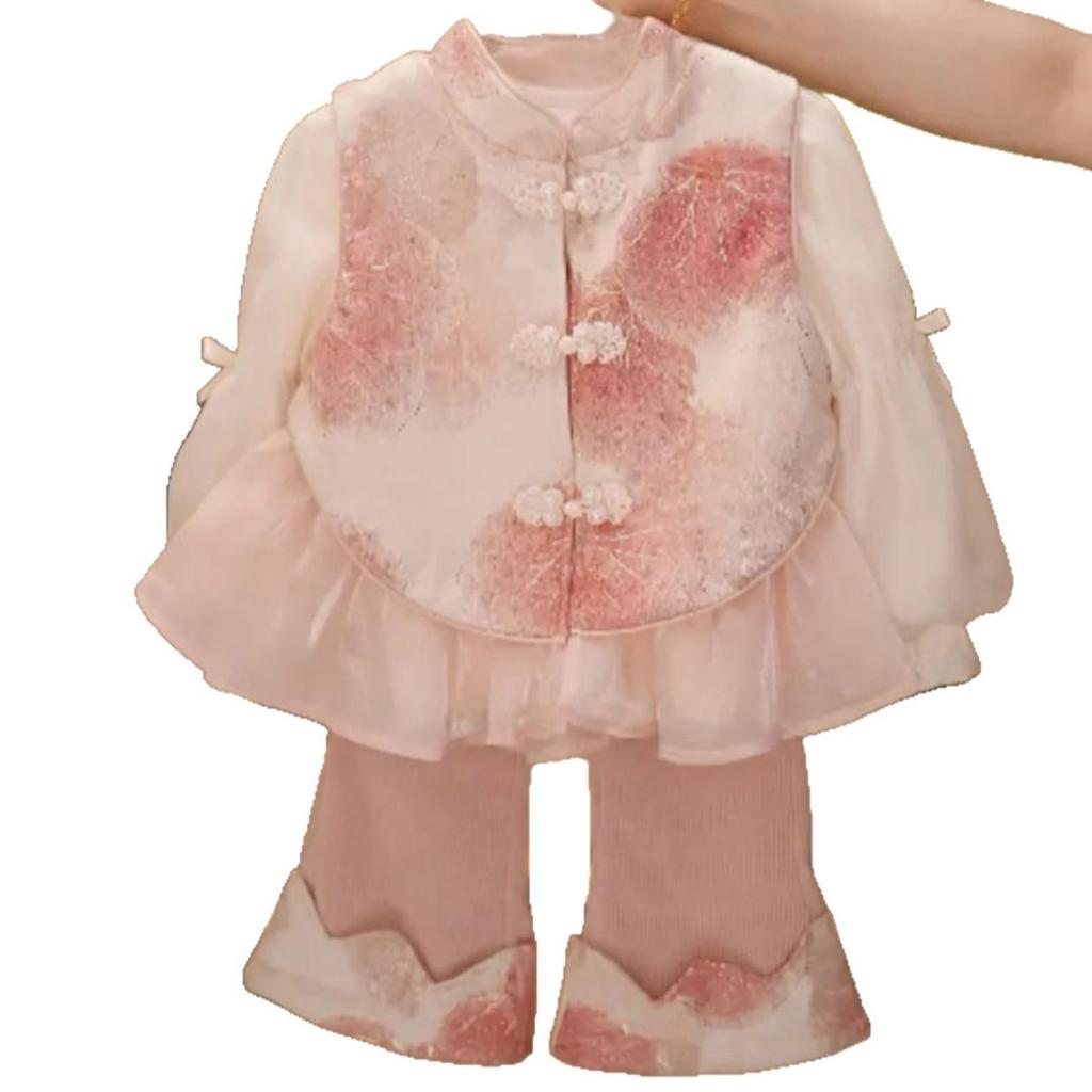 2025 Autumn Fashion: Chinese Style Vest & Three-Piece Set for Girls