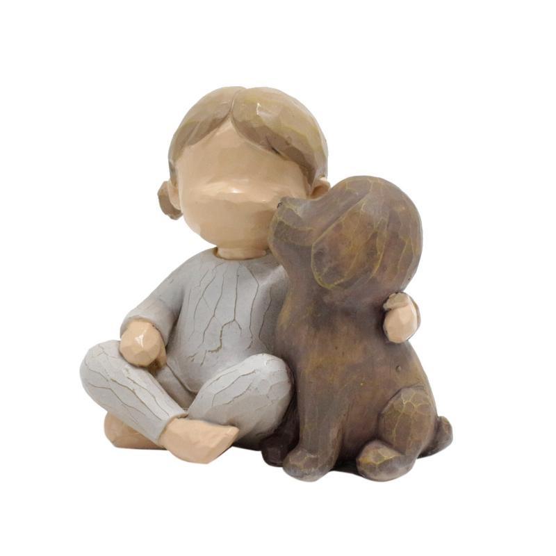 Creative Angel Girl and Dog Sculpture Decoration Home Living Room Bookcase Decoration Crafts Resin Statue Decoration