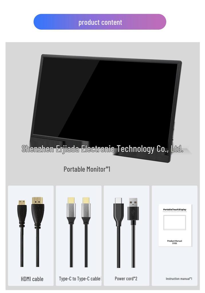 15.6" Portable IPS Monitor with Stand and Built-in Speakers for Office and Gaming