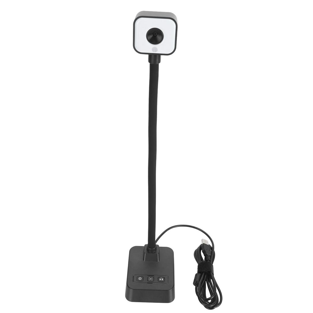 4K USB Document Camera 360 Deg Rotatable Lens Auto Focus 3 Level LED Light AI Noise Reduction Mic Foldable for Windows