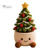 Holiday Gift Ideas for Family Simulated Crochet Christmas Potted Decor, Knitted Mini Artificial Tree Flower Handmade Crocheted Yarn Flowers Ornament,