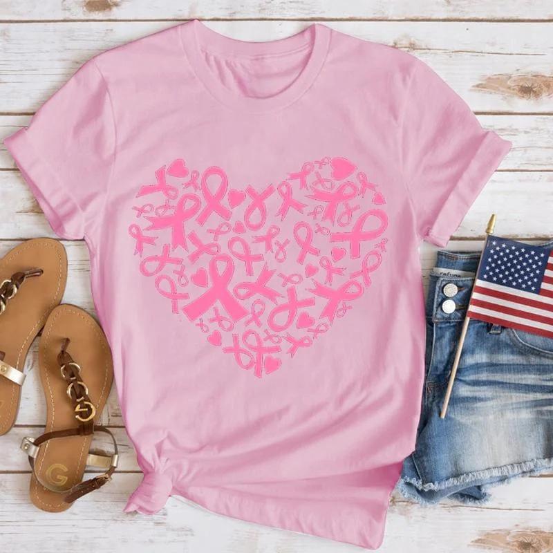New Awareness Heart Print Tshirt Unisex Fashion Sleeve Casual Summer Tops Tees