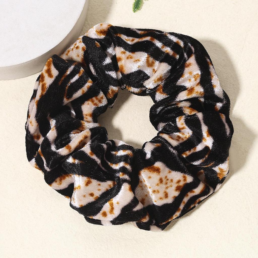 European & American Leopard Print Velvet Hair Scrunchies: High Elastic Korean Style