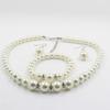 Fashion Pearl Beaded Chain Drop Earrings Women White Faux Pearl Necklace Bracelet Jewelry Set Gift for Sisters Friends