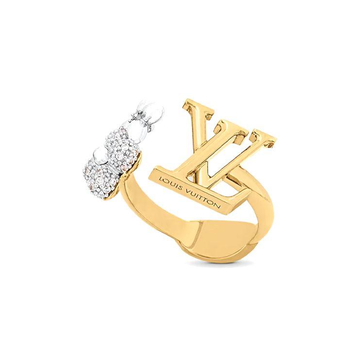 

Louis Vuitton Interlaced Monogram Flower Pattern Zircon Ring Women ring Gold M1093S S