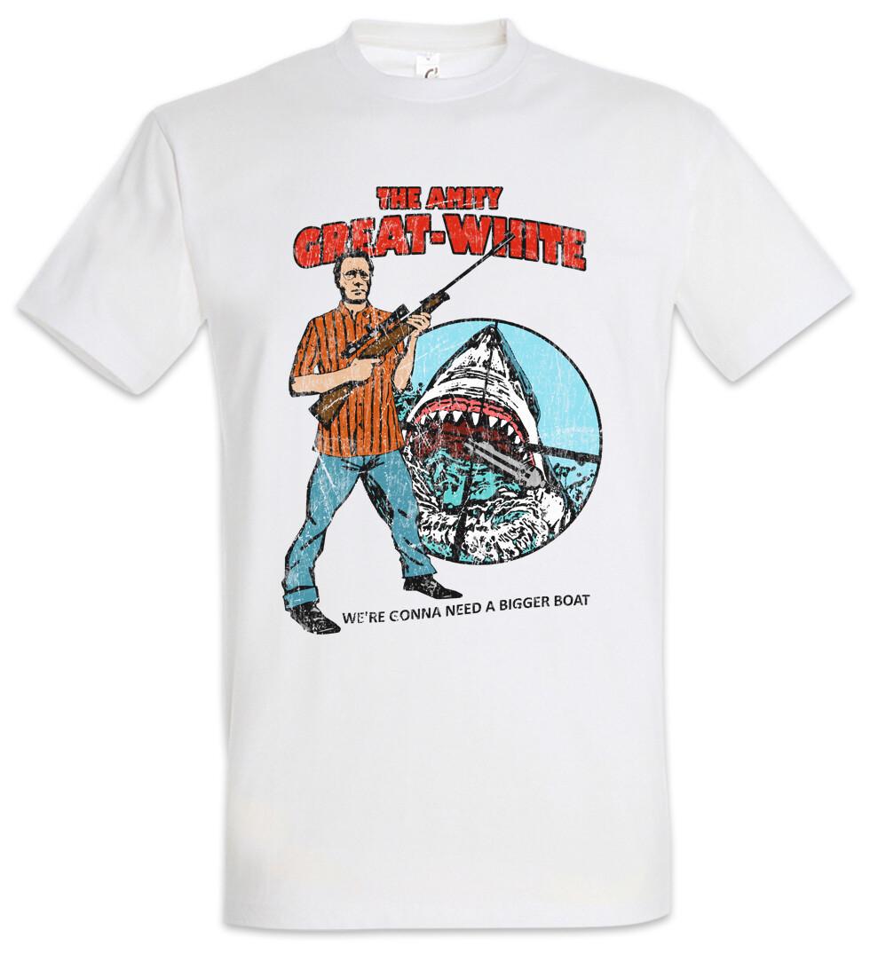 The Amity Great White Men s T-Shirt Mens Womens Tees Top Shark White Poster Shark White Jaws 4XL