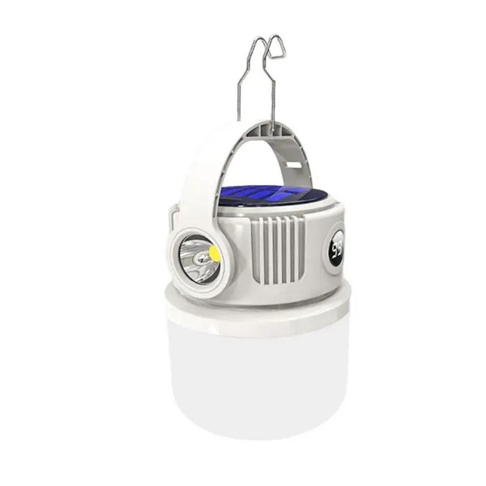 

ЖК-дисплей Солнечный светодиодный фонарь 2400 мАч Подвесной светильник Портативный солнечный кемпинговый фонарь для сада белый