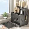 Multifunctional Wall Knife Rack: Dry-Wet Separation,Stylish Drainage.Stores Knives, Spoons,Chopsticks. Essential Modern Kitchen.