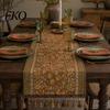 Hochwertiger Tischläufer Jacquard-Läufer, Vintage Floral Elegant Hitzebeständig mit Quasten für Esszimmer Heim Party Dekoration Kratz