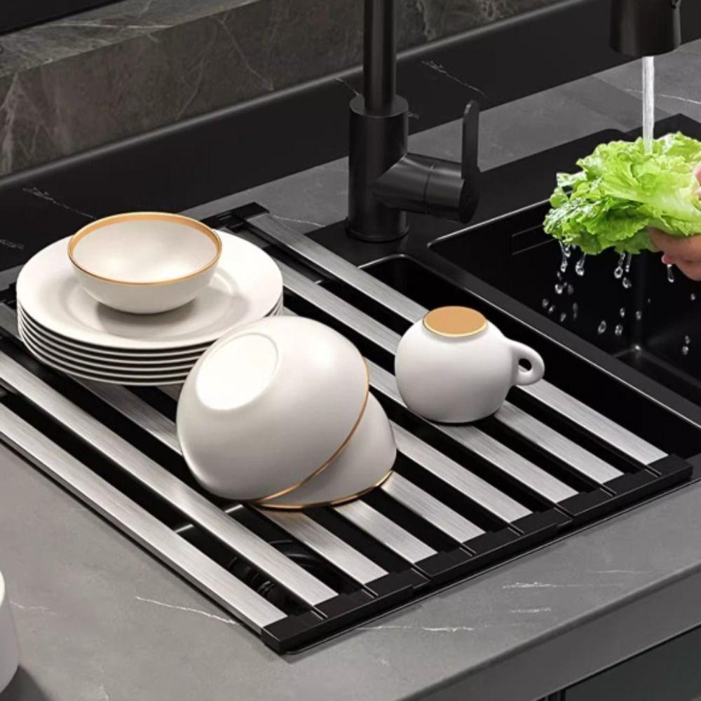 Foldable Sink Drain Rack Detachable Collapsible Sink Storage Rack Space Saving Heat Resistant Stainless Steel Drain Rack