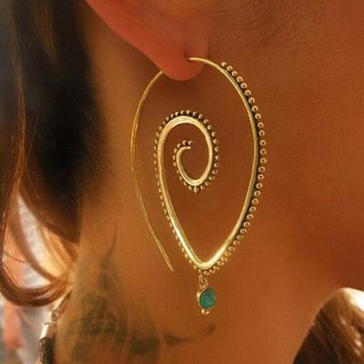 Frauen Strass Wasser Tropfen Spirale Baumeln Getriebe Haken Ohrringe Statement Schmuck