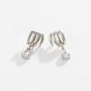European and American Temperament Water Drop Zircon Fringed Geometric Stainless Steel Stud Earrings, Versatile Claw-shaped Curved C-shaped Ear Jewelry