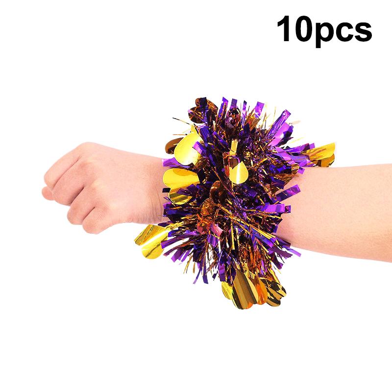 10 Stück Buntes Lametta Armband Elastisches Band Erwachsene Kinder Universal Tanzaufführung Requisite Cheerleading Team Lametta Armband
