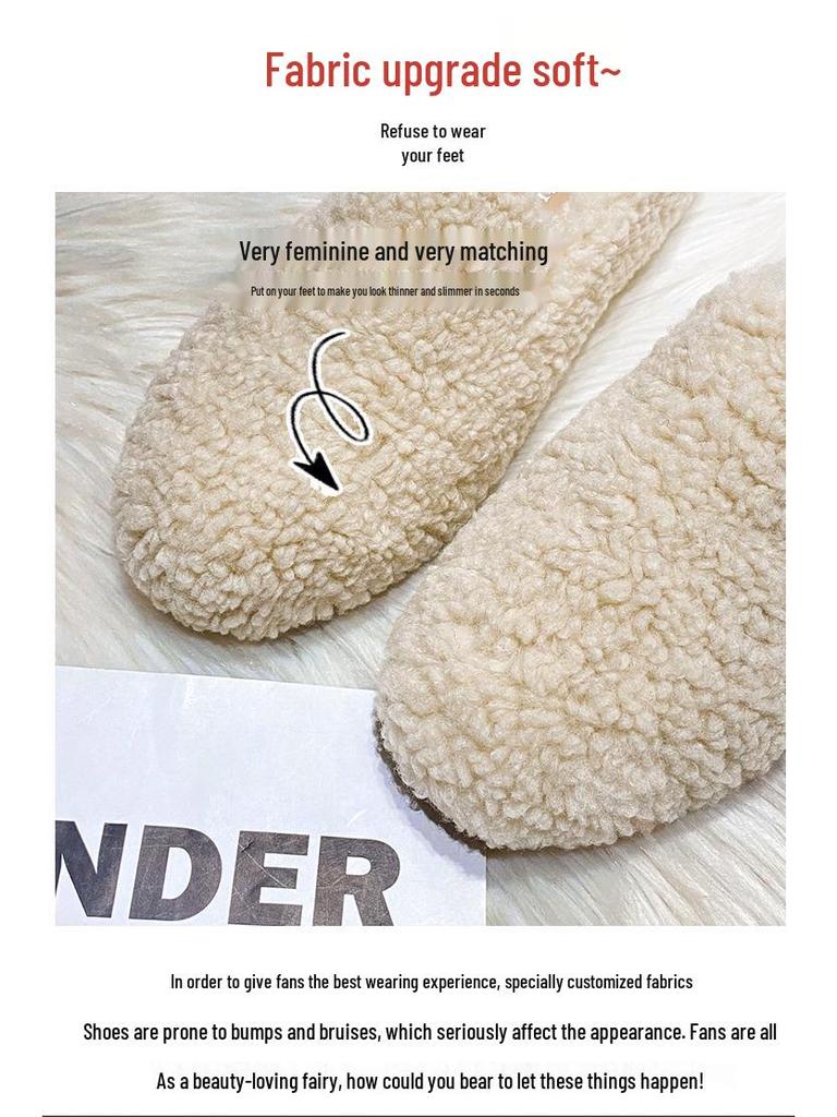 2025 Women's Fuzzy Autumn/Winter Velvet Lambswool Loafers, Large Sizes 41-43.