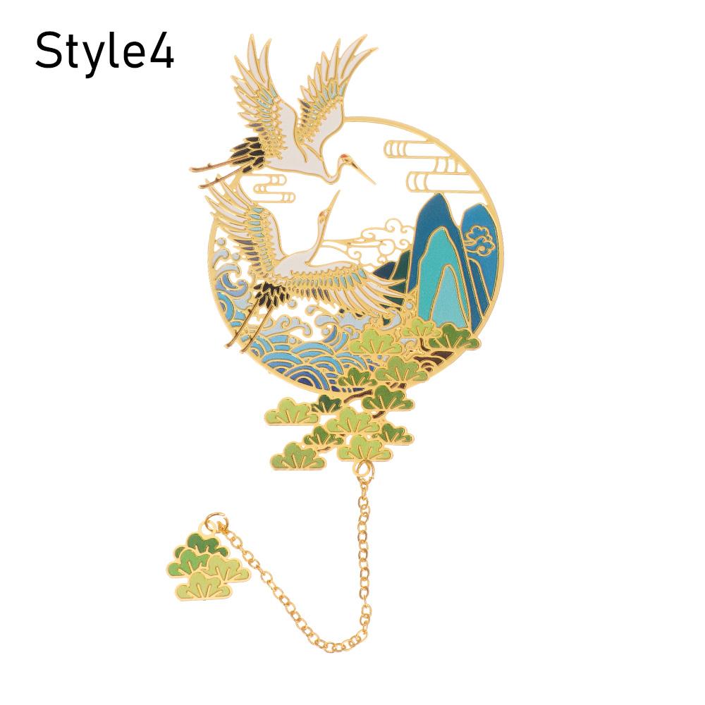Office Supplies Chinese style Metal Pendant Retro Pagination Mark Brass Bookmark Painted Book Clip