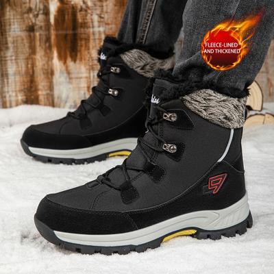 Men's Winter Snow Boots High Top Waterproof Sneakers Warm Plush Climbing Boots Plush Leisure Multi-Function Mountaineering Shoes