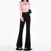 Retro Breasted High Waist Slim and Slightly Flared Jeans for Women's Spring New Style Floor-sleeved Horseshoe Pants
