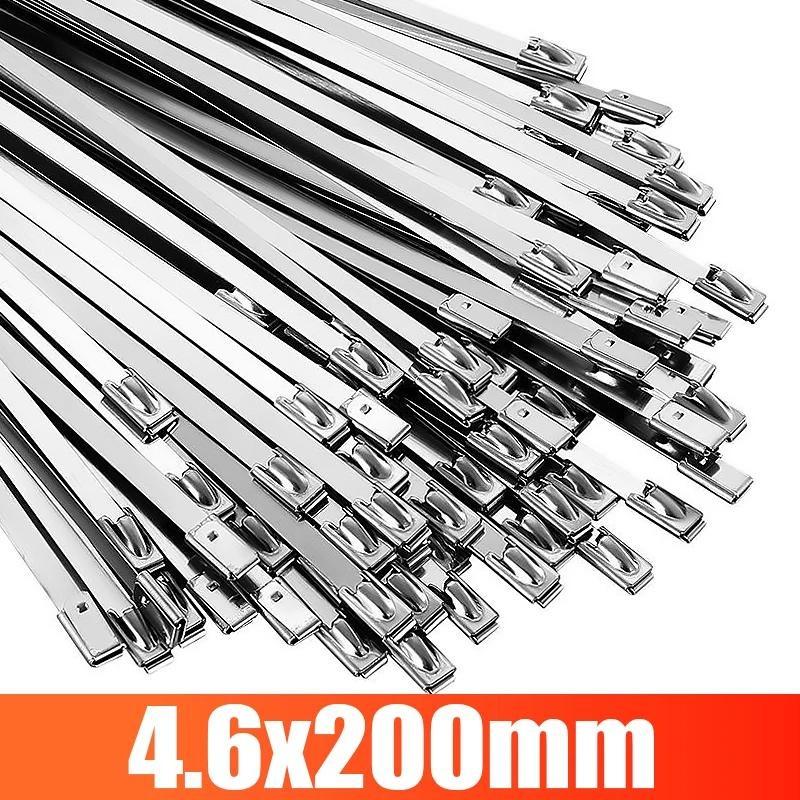 Metal Zip Ties Stainless Steel Heavy Duty Cable Ties 4.6mm Multipurpose Exhaust Wrap Self-Locking Cable Wire Ties Fastening Ring