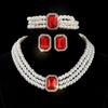 Imitation Gem Pearl Jewelry Set White Pearl Bead Earring Bracelet Set Multi-layer Bead Matching Jewelry Bridal Jewelry Sets