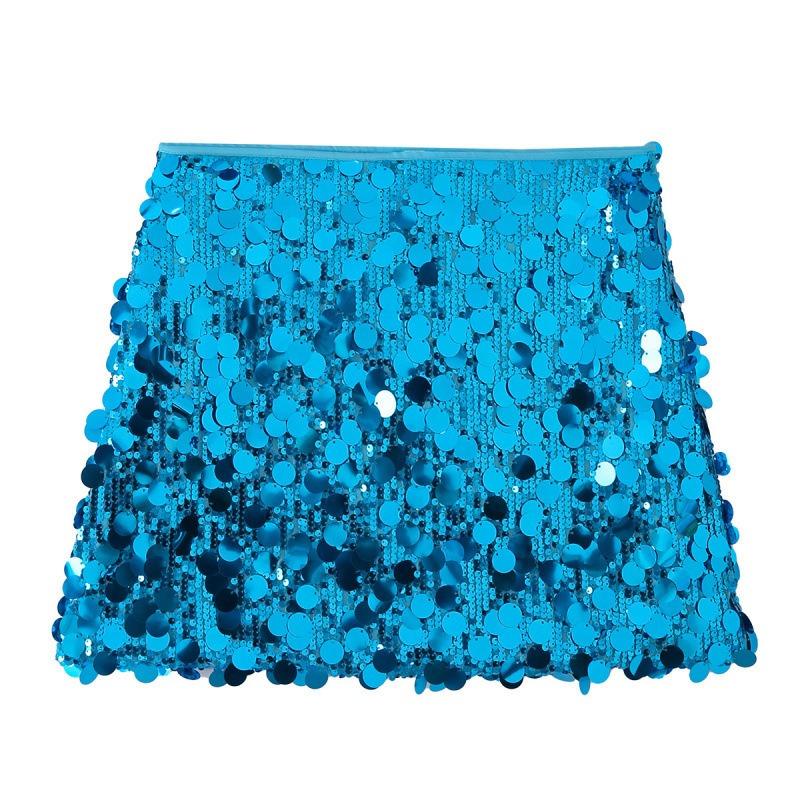 Minifalda Plateada con Lentejuelas de Cintura Alta para Mujer, Falda Corta Brillante para Fiesta y Club