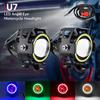 U7 LED Motorcycle Headlight Angel Eyes Spotlight Headlamp Super Bright Fog Lights Spotlights U7 Mini Moto Auxiliary Driving Lamp