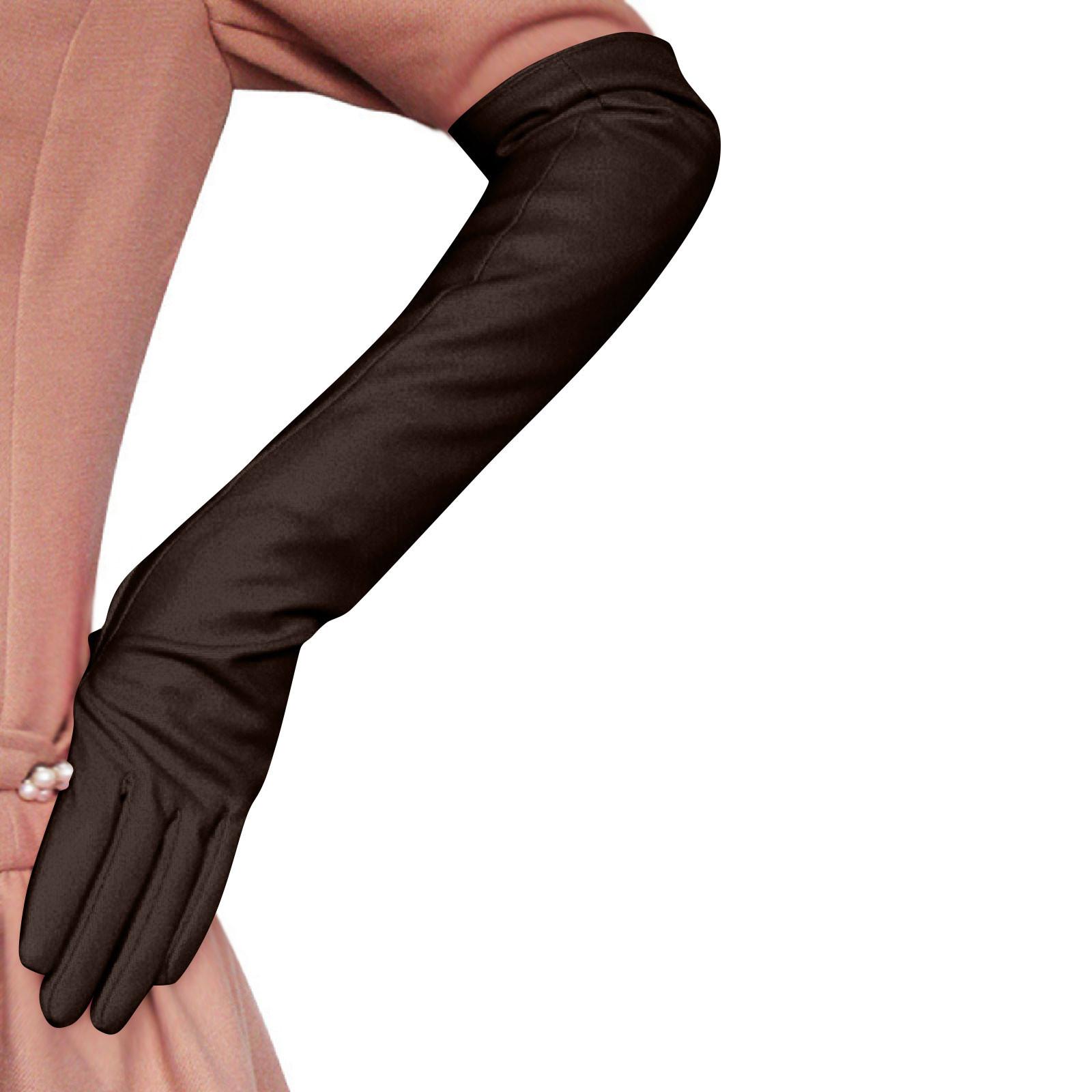 

Женские перчатки, женские однотонные перчатки из искусственной кожи с длинными пальцами, сценические варежки S коричневый