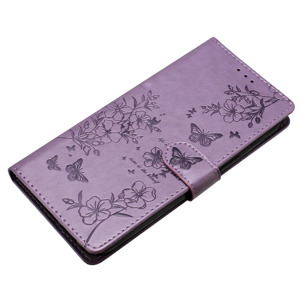 Für Samsung Galaxy A15 5G Brieftaschen-Handyhülle Schmetterling Floral Prägung Lederhülle