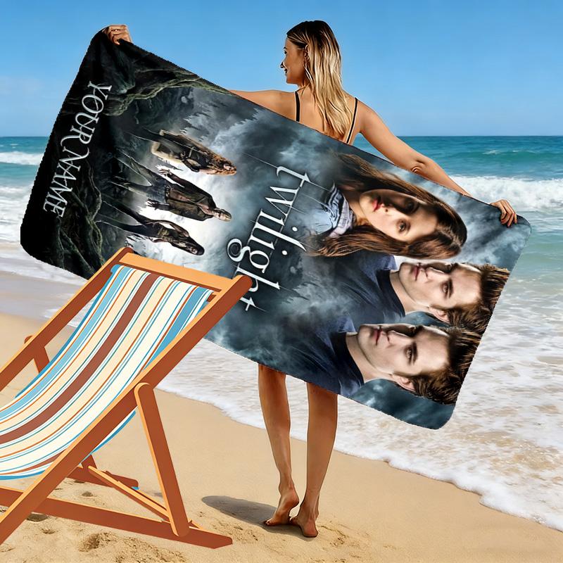 Name Custom Twilight Print Beach Towel, Large Soft Quick Dry Towel for Beach Camping Swimming