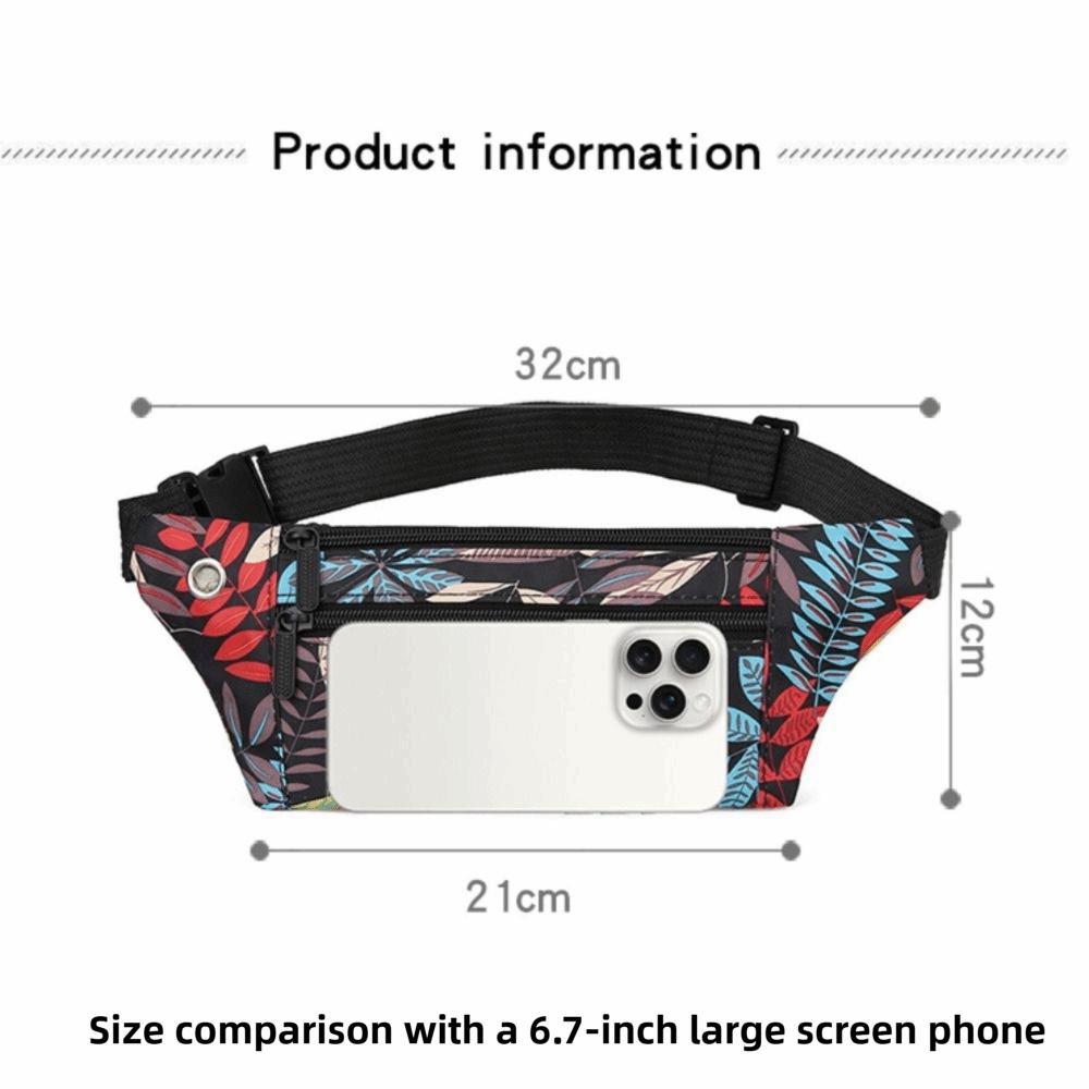 Practical Wear-resistant Running Waist Bag 3 Layers Lightsome Fanny Pack Nylon Headphone Cable Hole Crossbody Bag Outdoor