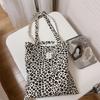 Leopard Print Tote Bag Women Large Capacity Canvas Shoulder Bag Reusable Shopping Purse