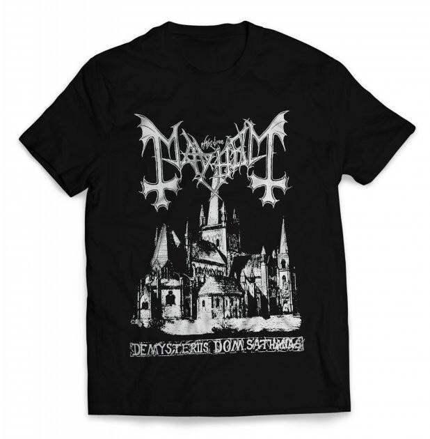 Maglietta Nera Unisex Cotone Pesante Vintage Mayhem De Mysteriis Tutte le Taglie CM040