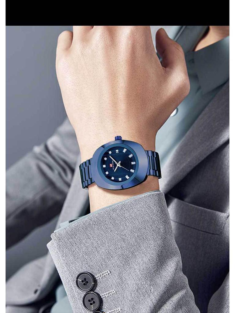 Gold Diamond-Set Waterproof Quartz Couple Watch with Steel Band