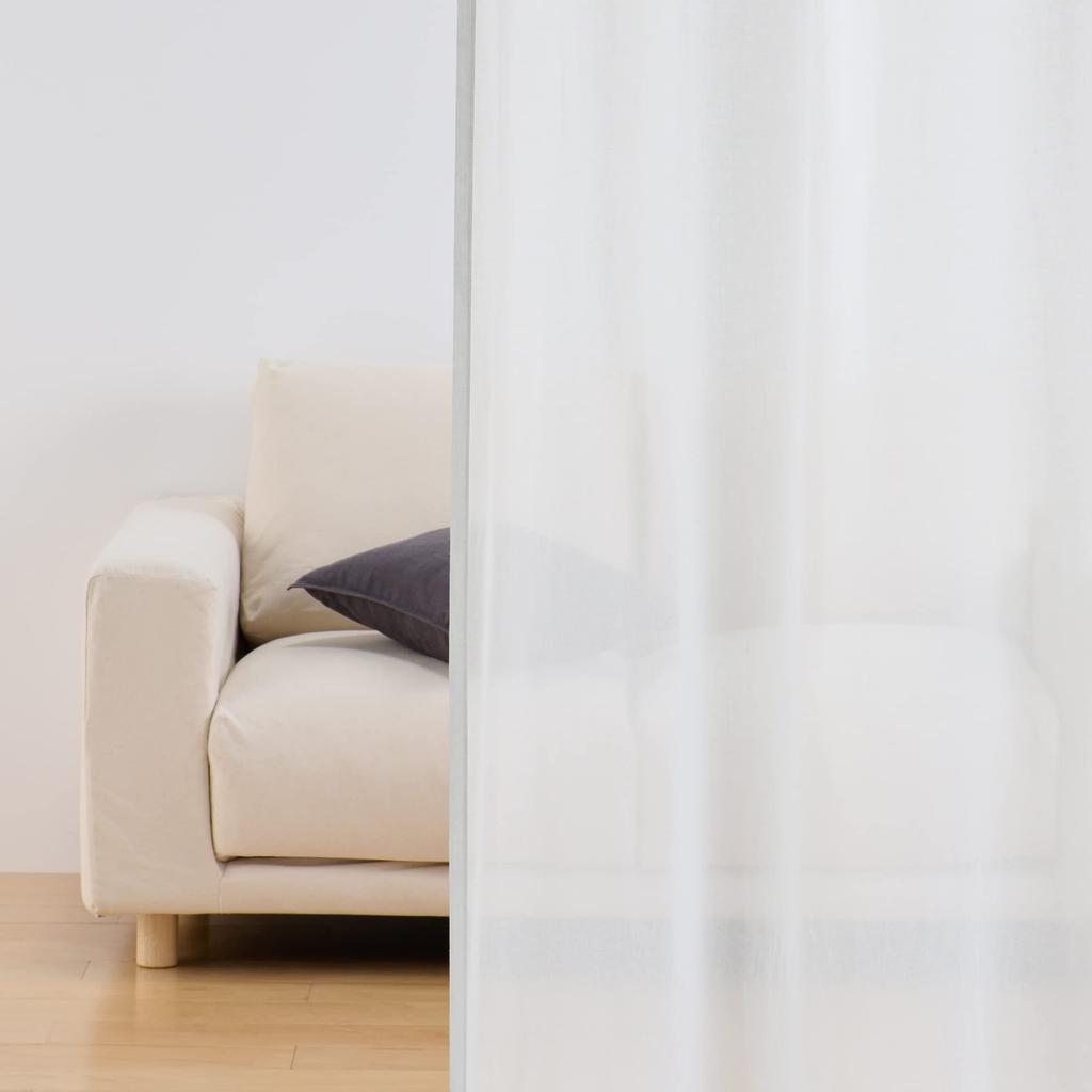 MUJI Cotton Voile Width 100 X Length 12085263 Non-Pleated Curtains, Off-White, 103cm,