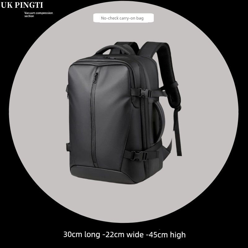 

Ukpingti Flat Vacuum Compression Backpack Flight Consignment-Free Travel Backpack Business Computer Bag Luggage Bag Black [without air pump]]