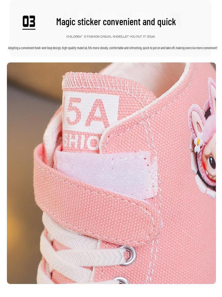 2025 Kids' Korean Style Skate Shoes: Spring/Autumn Cartoon Canvas Sneakers for Boys & Girls