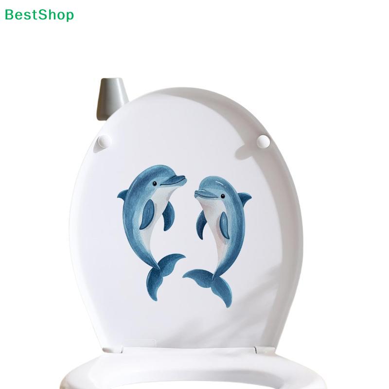 Blue Light Dolphin Toilet Sticker