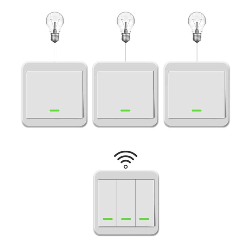 Wireless Remote Control Switch Wall Panel Transmitter Wireless 433mhz Light Switch for Homes Living-Room Bedroom