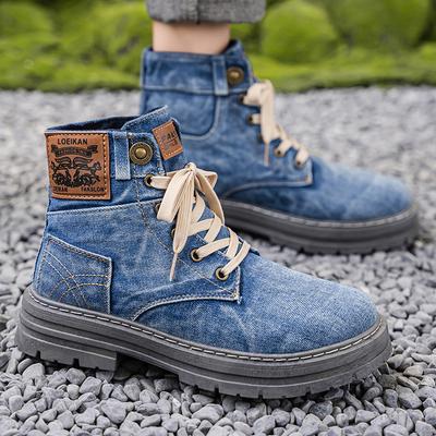 Men's High-top Denim Boots Casual Sports Shoes Trendy and Fashionable Men's Boots Street Walking Boot and Men's Boot Zapatos