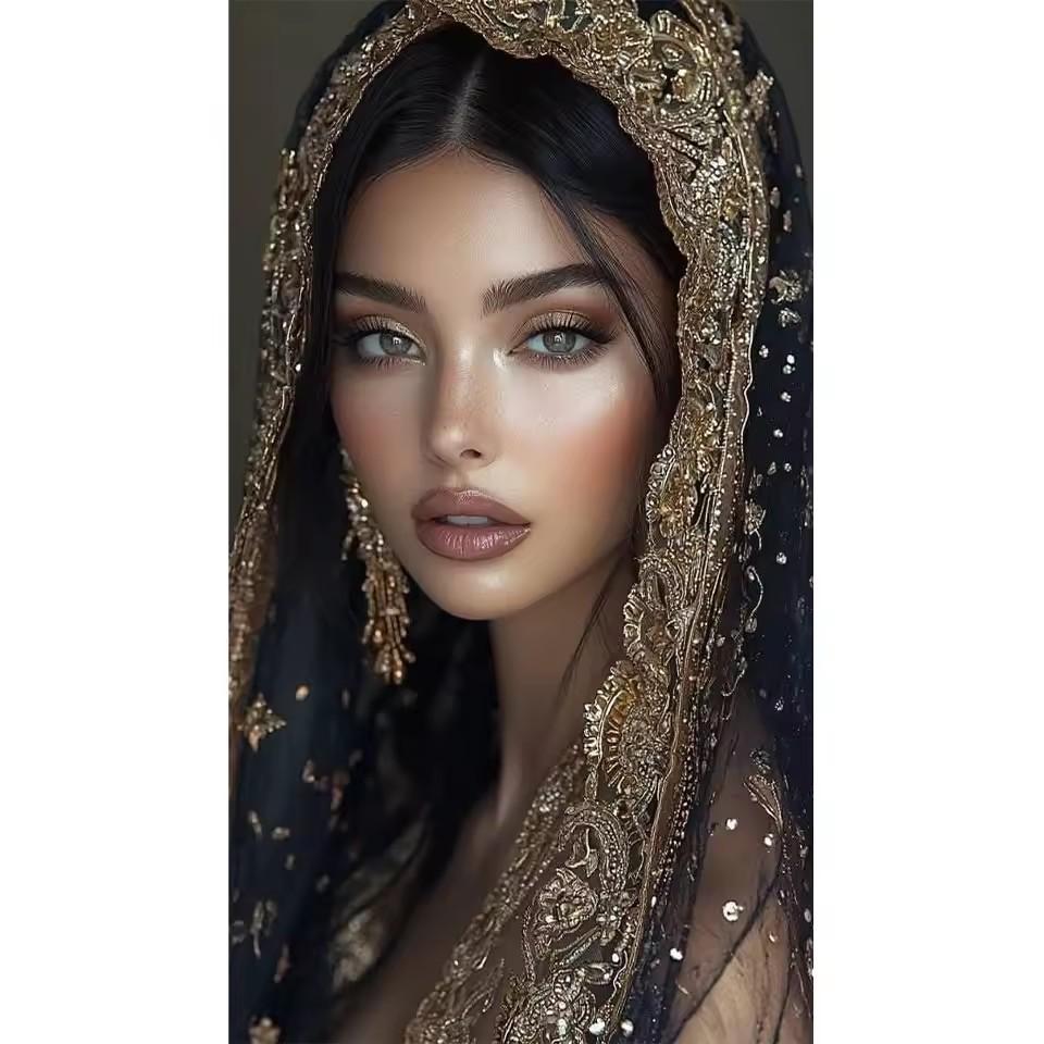 

Хиджаб Женщины Ближнего Востока 5D Полная Квадратная Круглая Алмазная Живопись Искусство Мозаика Сделай Сам Набор для Вышивки Крестом Портрет Домашний Декор Full Round 30x60CM