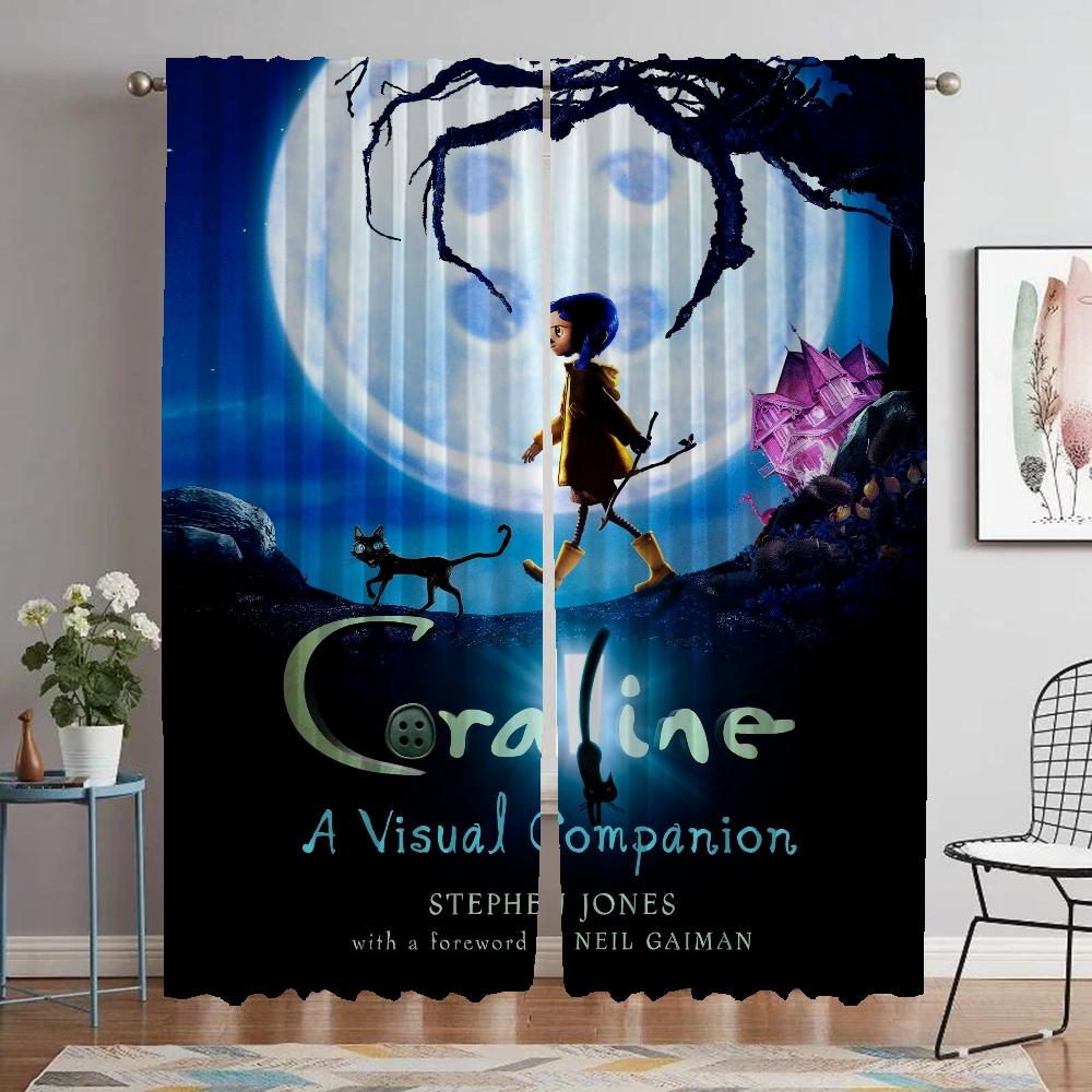 Elegant Room Curtains for Living Room Coralines Window Curtain Partition Shades Halloween Decoration Tulle for Bedroom Kitchen