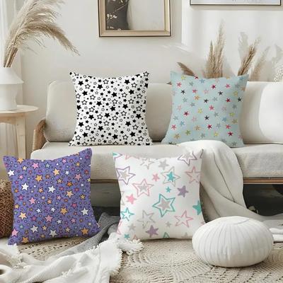 Stars Pattern Pillow Case Pillow Case Plush Fabric Soft Double Sided Print Home Sofa High Quality Cushion