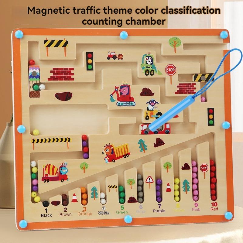 Children's Wooden Magnetic Mushroom Nest Digital Maze, Baby Color Cognition Math Enlightenment Early Education Educational Toys