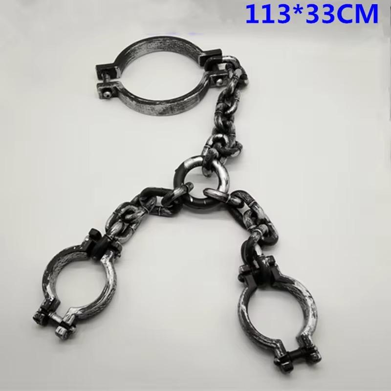 1pcs Plastic Prisoner Wrist Plastic Wrist Shackles Prison Handcuffs Chain Links For Halloween Cosplay Costume Party Trick Props