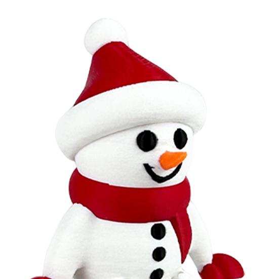 Christmas Snowman Figurine 3D Printed Sitting Snowman Ornament with Movable Joints for Winter Home Office Desk Decor