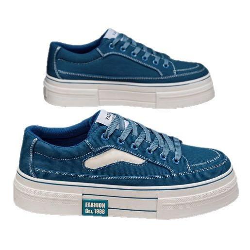 Pánské plátěné boty jaro 2025 nový korejský trend džínově modré plátěnky pro mládež sportovní a volnočasové 4546