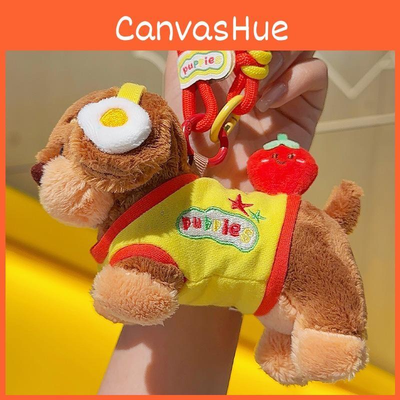 Clothes Wear Dachshund With Headphones Plush Keychain Bag Pendant Gift Kids