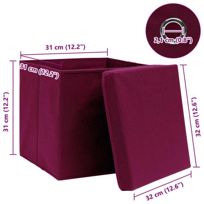 VidaXL Boîtes de rangement 4 pcs Rouge foncé 32x32x32 cm Tissu